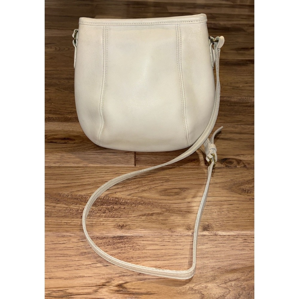 Vintage Coach 9990 Small Frame Top Crossbody Bag Purse White‎ Leather USA Made